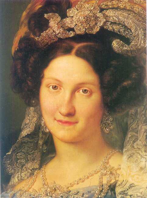 En 1833, al morir Fernando VII, la reina viuda María Cristina de Borbón juró <b>...</b> - maria-cristina-borbon
