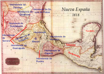 Mapa del Virreinato de Nueva España