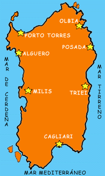 Mapa de Cerdeña