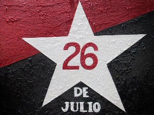 Pinta con el emblema del movimiento 26 de julio